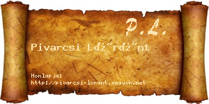 Pivarcsi Lóránt névjegykártya